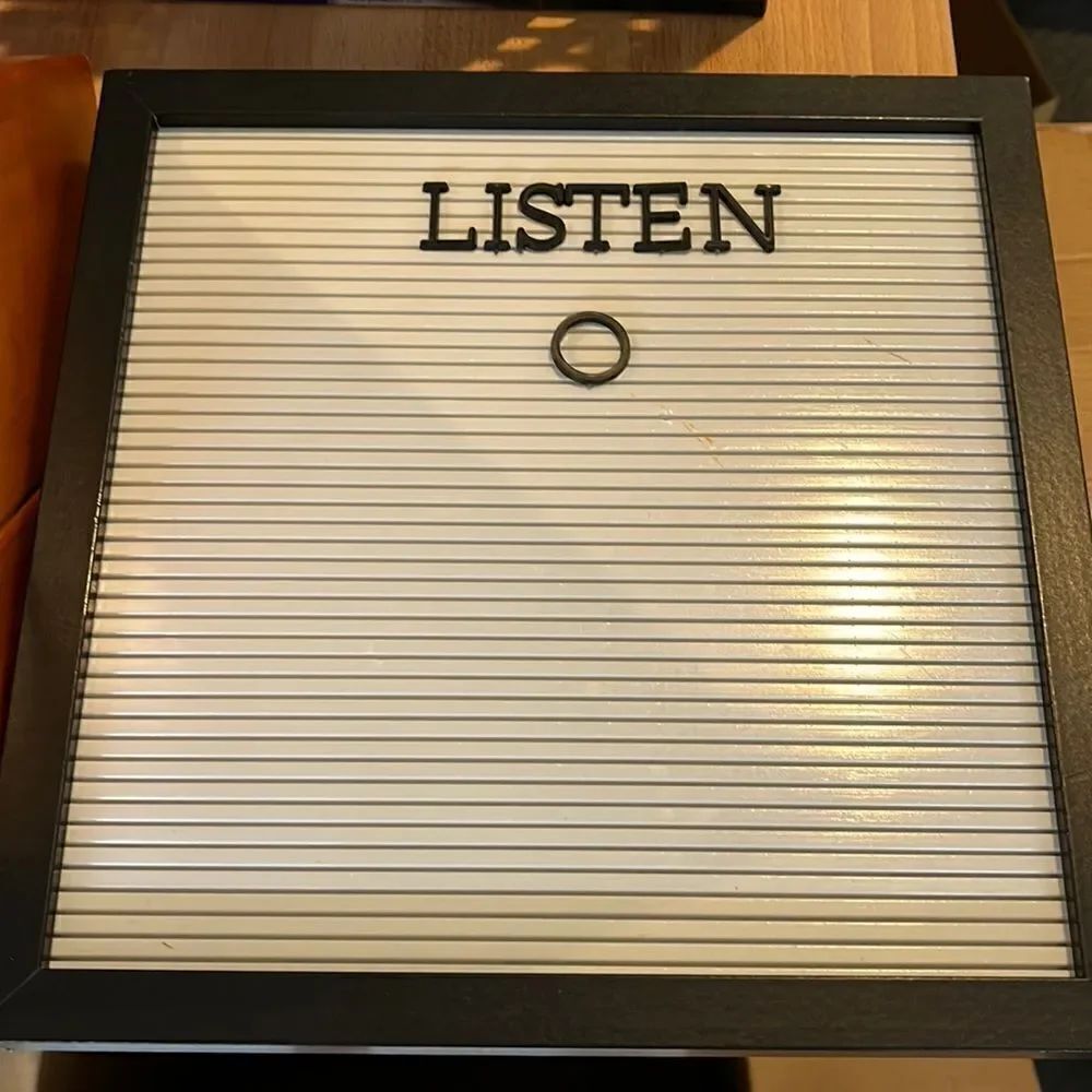 12” x 12” Black framed sign board no letters other than what you see
